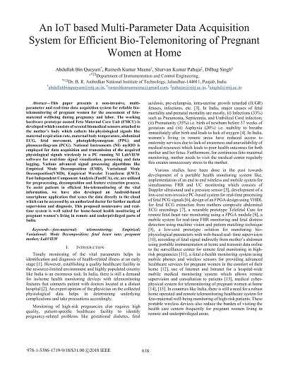 An IoT Based Multi-Parameter Data Acquisition System for Efficient Bio-Telemonitoring of Pregnant Women at Home