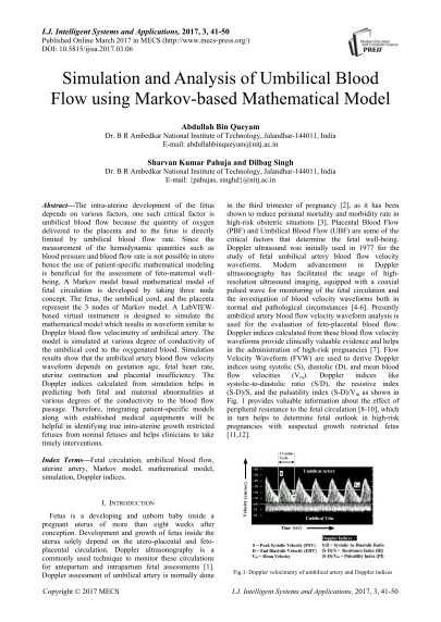 Simulation and Analysis of Umbilical Blood Flow using Markov-based Mathematical Model